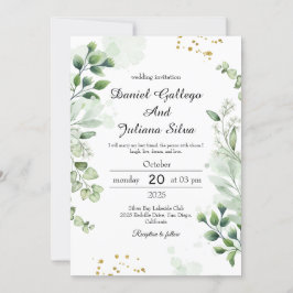 Vintag Greenery Lace Wedding Einladung