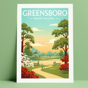Vintag Greensboro North Carolina Postkarte