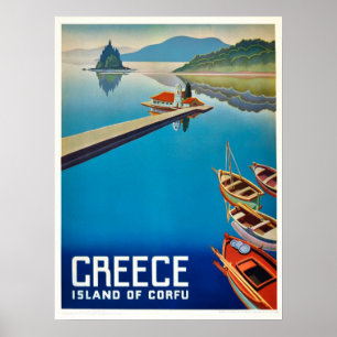 Vintag Griechenland Korfu Island Travel Poster