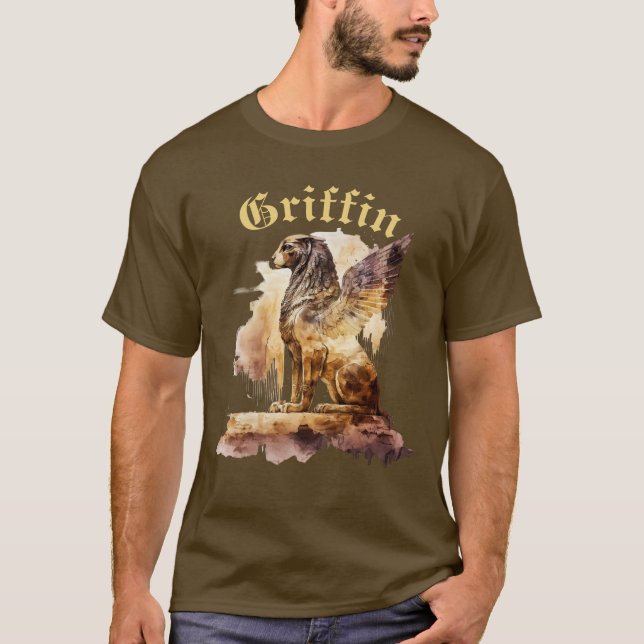 Vintag Griffin Griffin Mythology Brown Gold T-Shirt (Vorderseite)