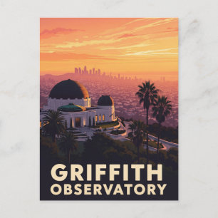 Vintag Griffith Observatory Los Angeles Sunset Postkarte