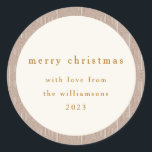 Vintag Groovy Geometric Lines Custom Christmas Runder Aufkleber<br><div class="desc">Vintage Groovy Geometric Lines Custom Merry Christmas Classic Round Sticker</div>