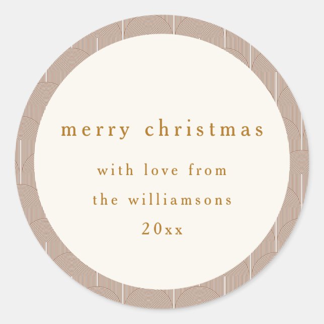Vintag Groovy Geometric Lines Custom Christmas Runder Aufkleber (Vorderseite)