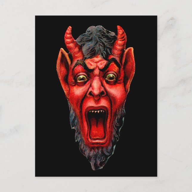Vintag Growling Krampus Postkarte (Vorderseite)