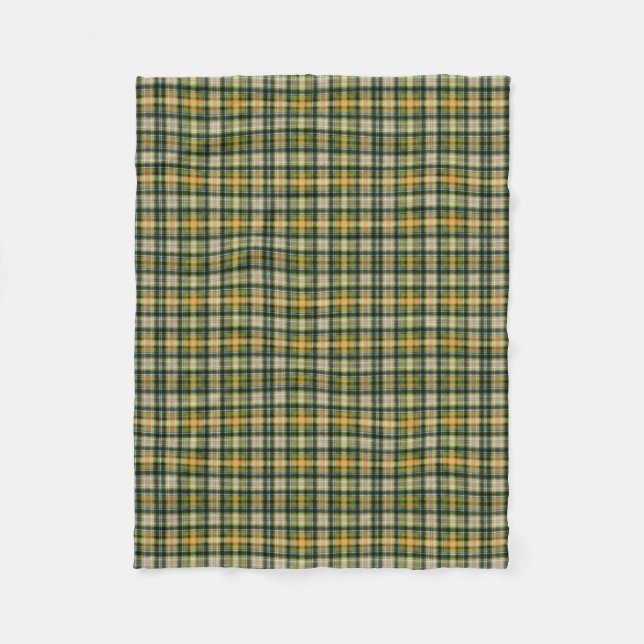 Vintag-grün-orange St Patrick kariertes Muster Fleecedecke (Vorderseite)