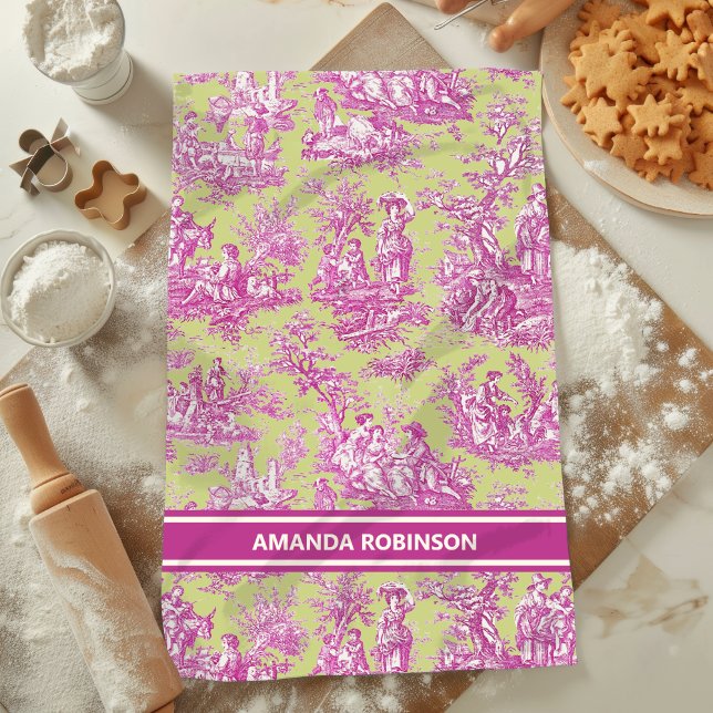 Vintag-grün-rosa-farbene Joule Geschirrtuch (Von Creator hochgeladen)