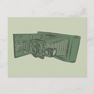 Vintag-grüne Alte-Foto-Kamera Postkarte
