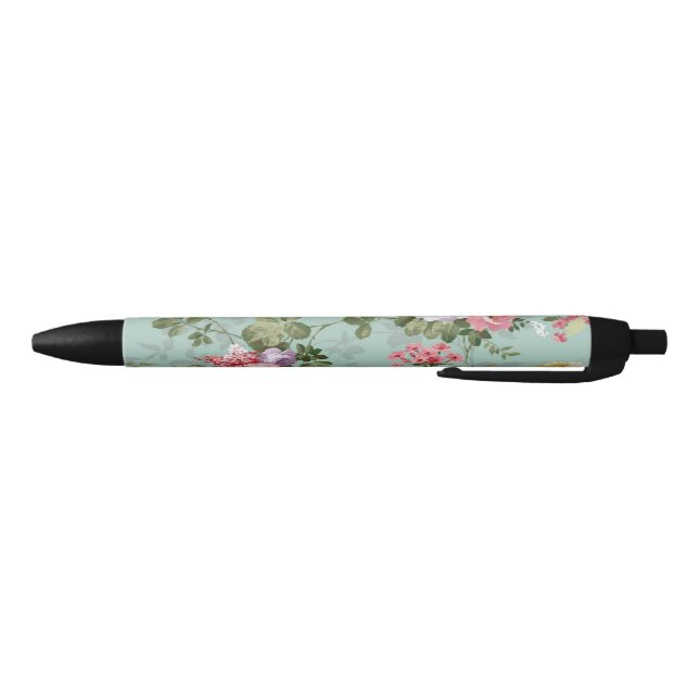 Vintag grünes Blumendesign Kugelschreiber (Unterseite)