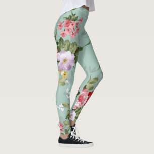 Vintag grünes Blumendesign Leggings