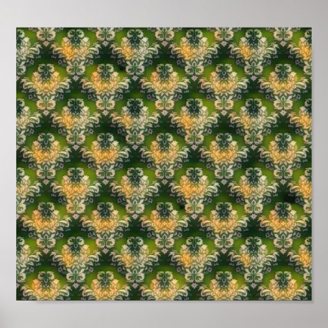 Vintag-grünes Blumenmuster St Patrick Poster (Vorne)
