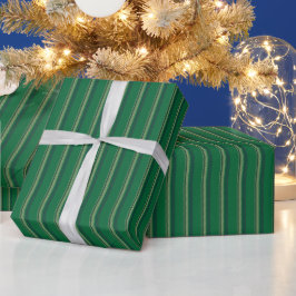 Vintag-grünes, schwarz-beige Streifen Geschenkpapier