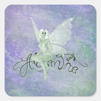 Vintag Grunge Absinthe Green Fairy Quadratischer Aufkleber