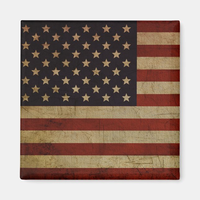 Vintag Grunge American Flag Magnet (Vorne)