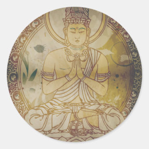 Vintag Grunge Buddha Runder Aufkleber