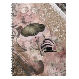 Vintag Grunge Steampunk Glam Viktorianisch Hat Notizblock