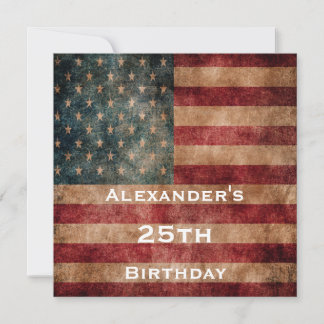 Vintag Grunge USA Stars & Stripes 25. Geburtstag Einladung