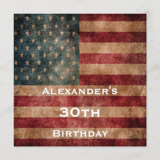 Vintag Grunge USA Stars & Stripes 30. Geburtstag Einladung