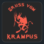 Vintag Gruss vom Krampus Quadratischer Aufkleber<br><div class="desc">Vintag Gruss vom Krampus in roter Farbe</div>