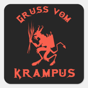 Vintag Gruss vom Krampus Quadratischer Aufkleber