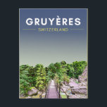 Vintag Gruyeres Schweiz Reisen Postkarte<br><div class="desc">Das Foto von der Jogne was taken on Warm summer day after visiting Cailler chocolate factory. The images was then turned into digital art. Check out my store for more mountain inspirred art -> https://www.zazzle.ch/store/life_in_alps</div>