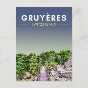 Vintag Gruyeres Schweiz Reisen Postkarte