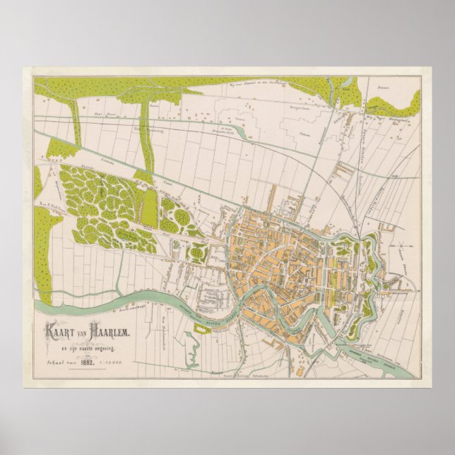 Vintag Haarlem Netherlands Map (1874) Poster (Vorne)