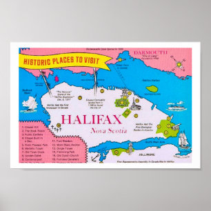 Vintag Halifax Nova Scotia Karte drucken Poster