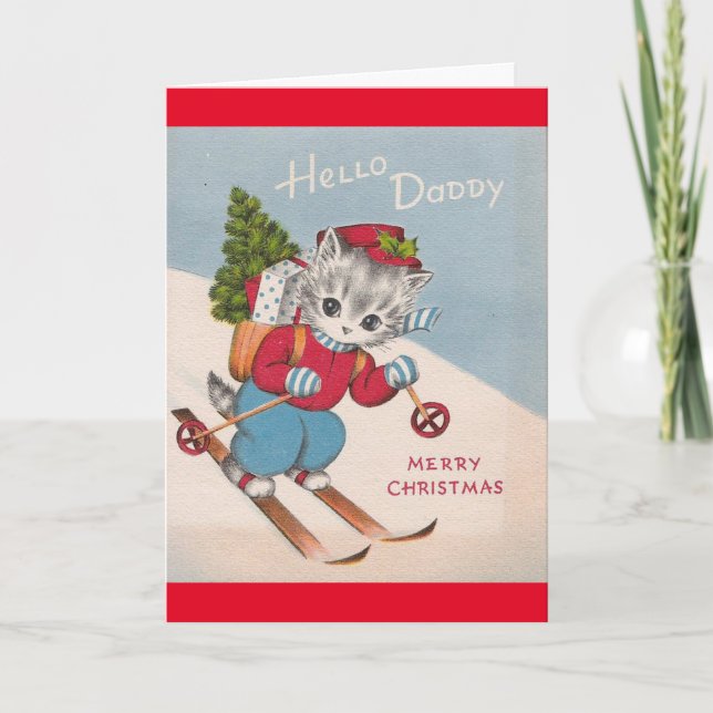 Vintag - Hallo Daddy, frohe Weihnachten, Feiertagskarte (Vorderseite)