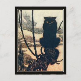 Vintag Halloween Arthur Rackham Black Cat Postkarte