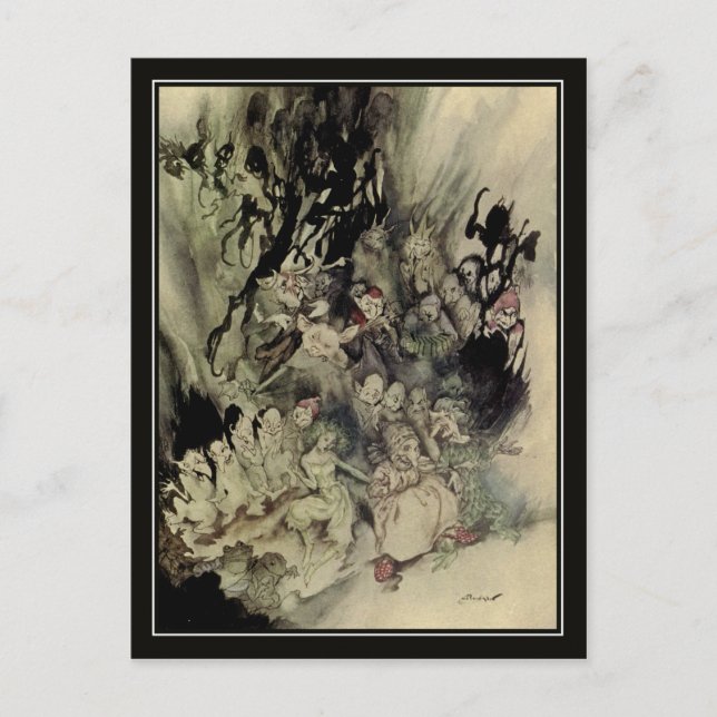 Vintag Halloween Arthur Rackham Trollur Postkarte (Vorderseite)
