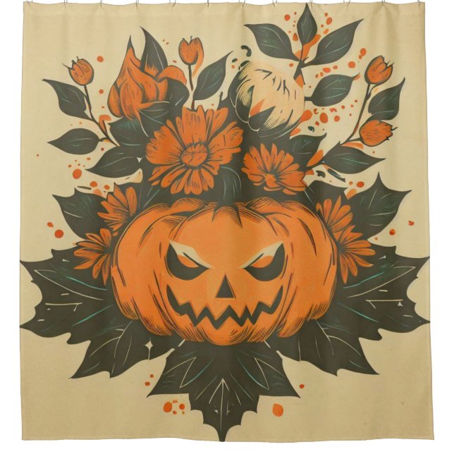 Vintag/Halloween/Fall/Kürbis Duschvorhang (Vorderseite)