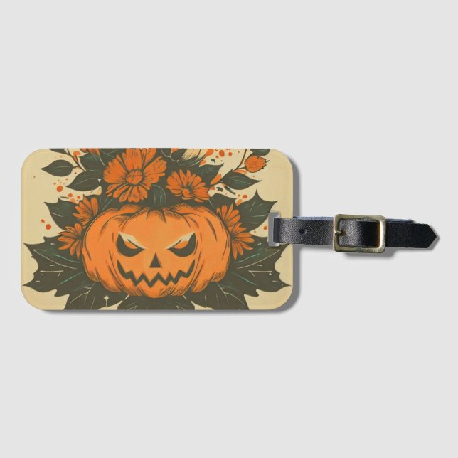 Vintag/Halloween/Fall/Kürbis Gepäckanhänger (Vorderseite (Horizontal))