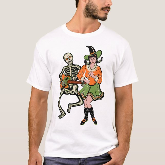 Vintag "Halloween Gehen-Gehen" Tänzer T-Shirt (Vorderseite)