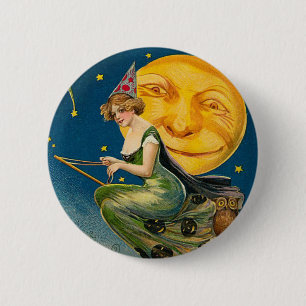 Vintag Halloween Hexenmoon Button