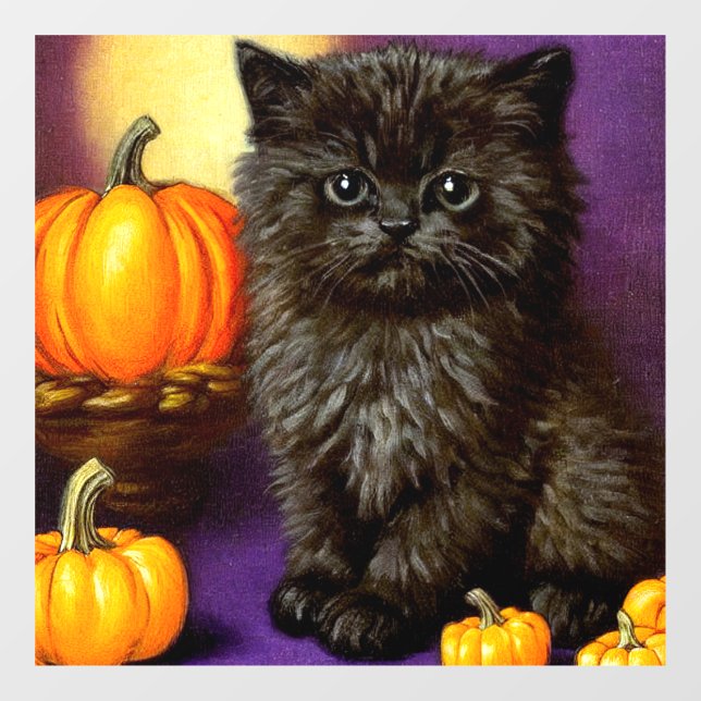 Vintag Halloween Kitten Fensteraufkleber (Blatt)