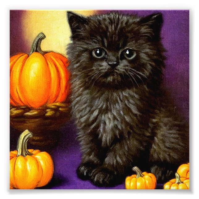 Vintag Halloween Kitten Fotodruck (Vorne)