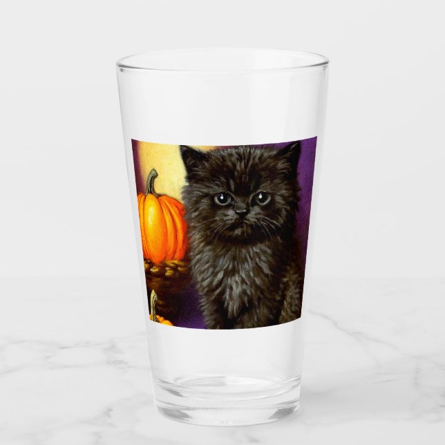 Vintag Halloween Kitten Glas (Vorderseite)