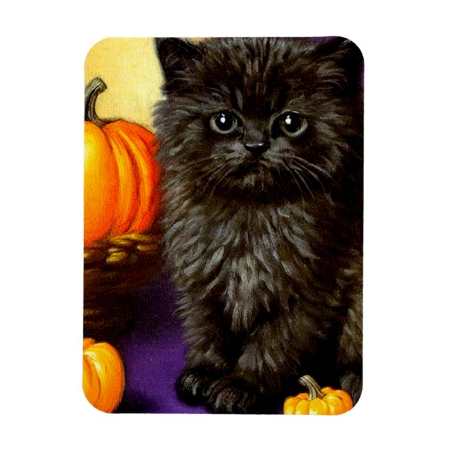 Vintag Halloween Kitten Magnet (Vertikal)