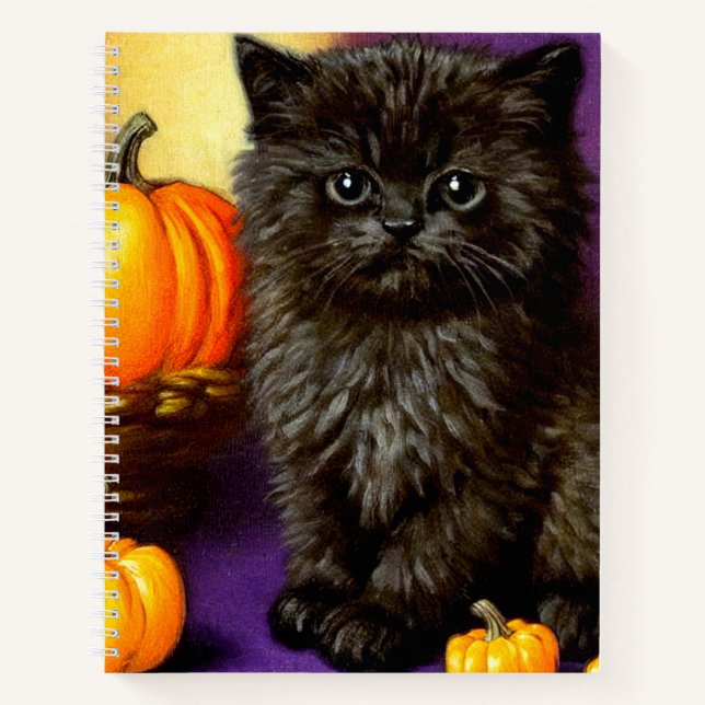 Vintag Halloween Kitten Notizbuch (Vorderseite)