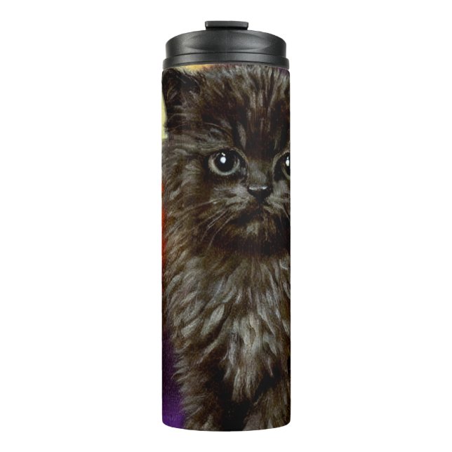 Vintag Halloween Kitten Thermosbecher (Vorderseite)