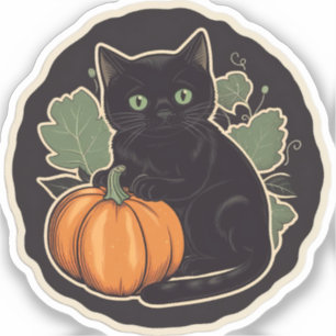 Vintag Halloween Kitty Aufkleber