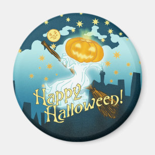 Vintag Halloween Pumpkin Ghost Magnet