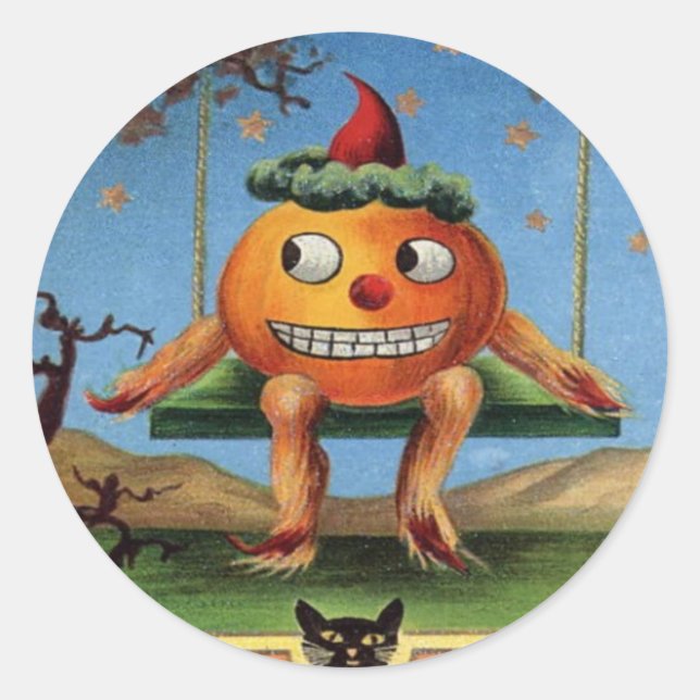 Vintag Halloween Runder Aufkleber (Vorderseite)