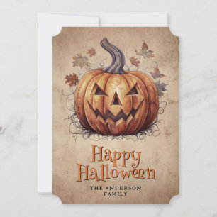 Vintag Halloween Spooky Pumpkin Feiertagskarte
