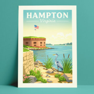 Vintag Hampton Virginia Postkarte