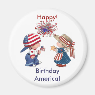 Vintag Happy Birthday America Magnet