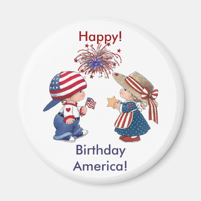 Vintag Happy Birthday America Magnet (Vorne)