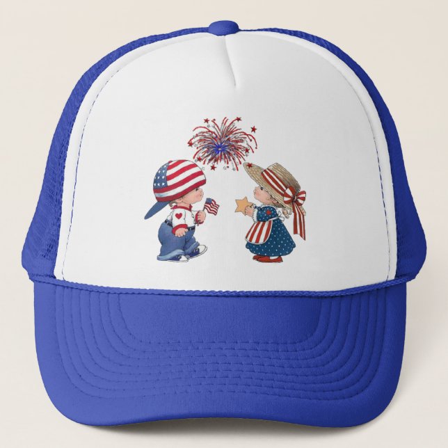 Vintag Happy Birthday America Truckerkappe (Vorderseite)