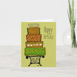 Vintag Happy Birthday Cake Card Karte
