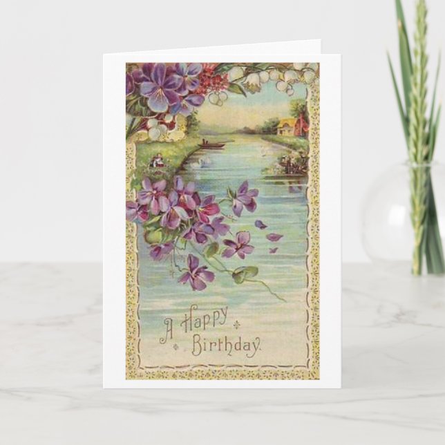 Vintag Happy Birthday Grußkarte Karte (Vorderseite)